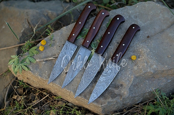 Handmade Damascus Steak Knife Set of 4 BBQ Knife Kitchen Knives