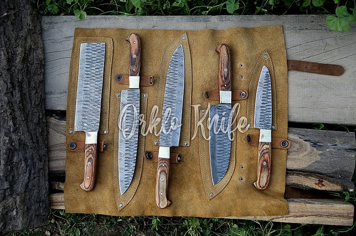 handmade damascus steel knife set