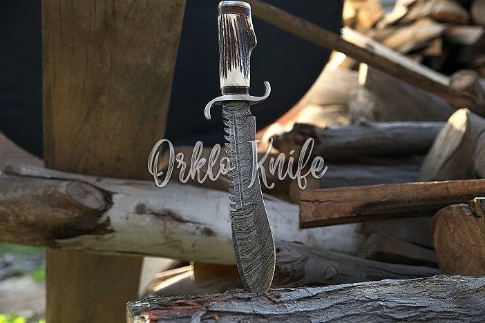 Big Hunting Bowie Hand Forge Knife With Stag Horn Handle