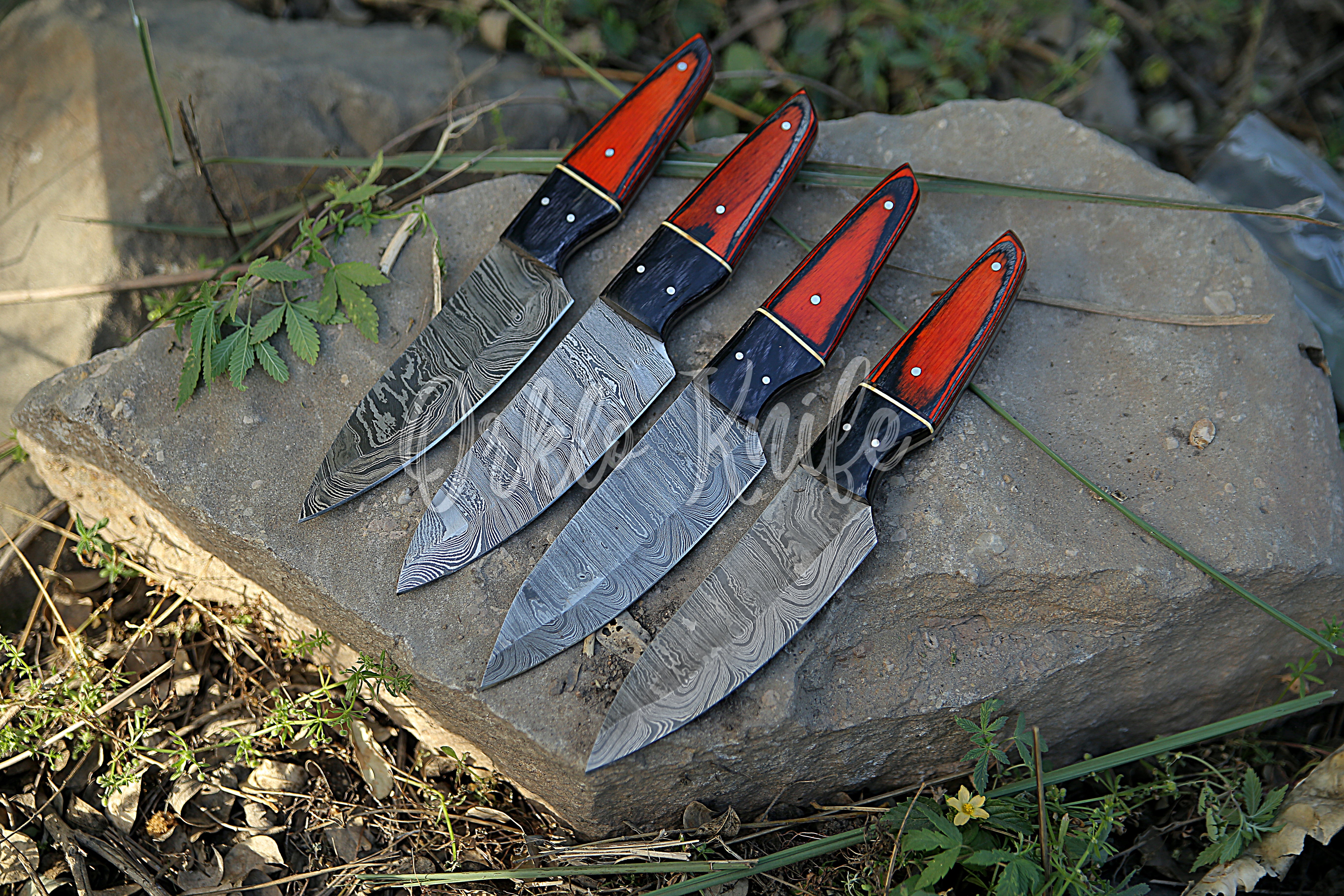 Damascus steak knife set of 4 - Orkloknife