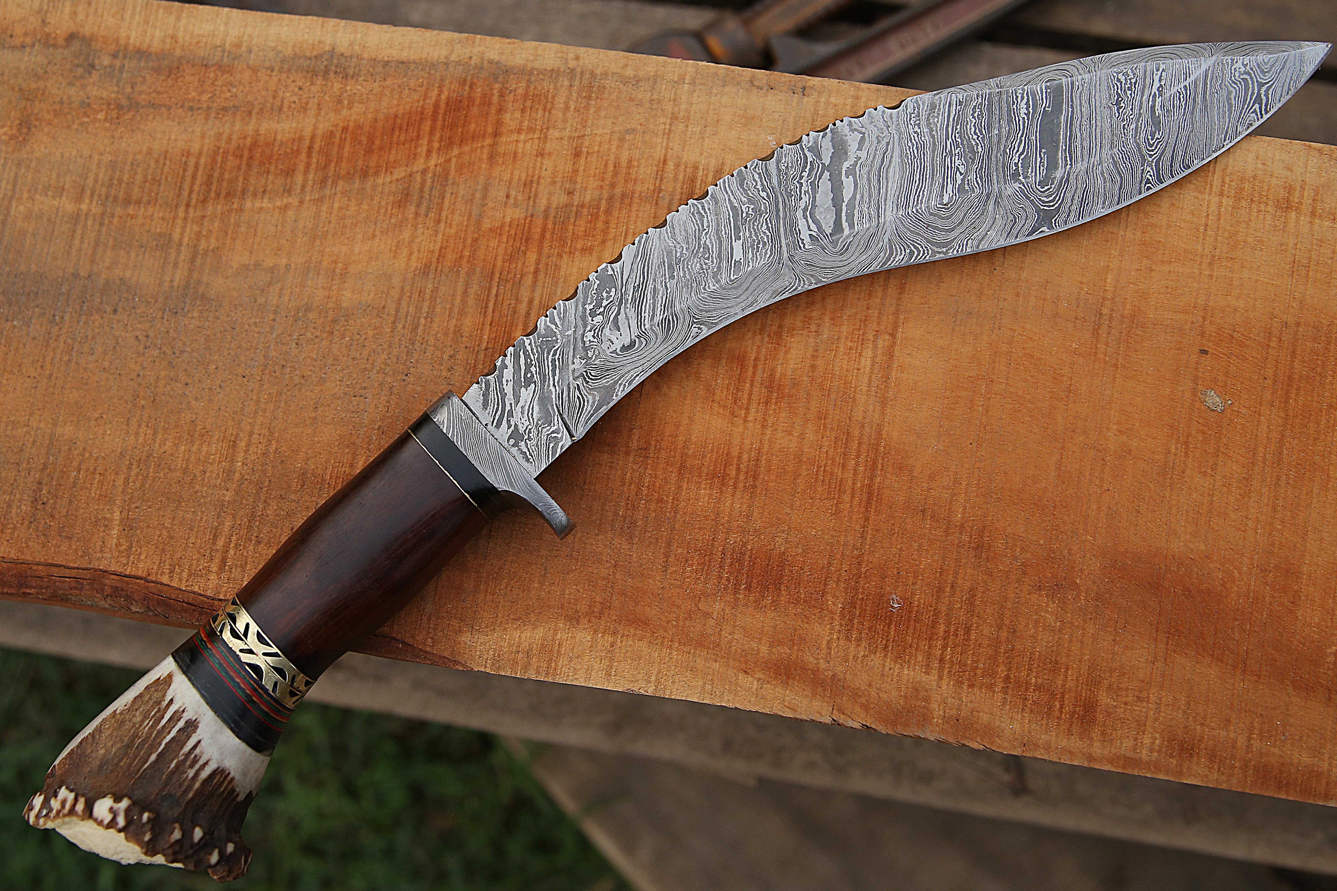 Fancy Damascus Bowie Knife Custom Handmade Damascus Steel Knife