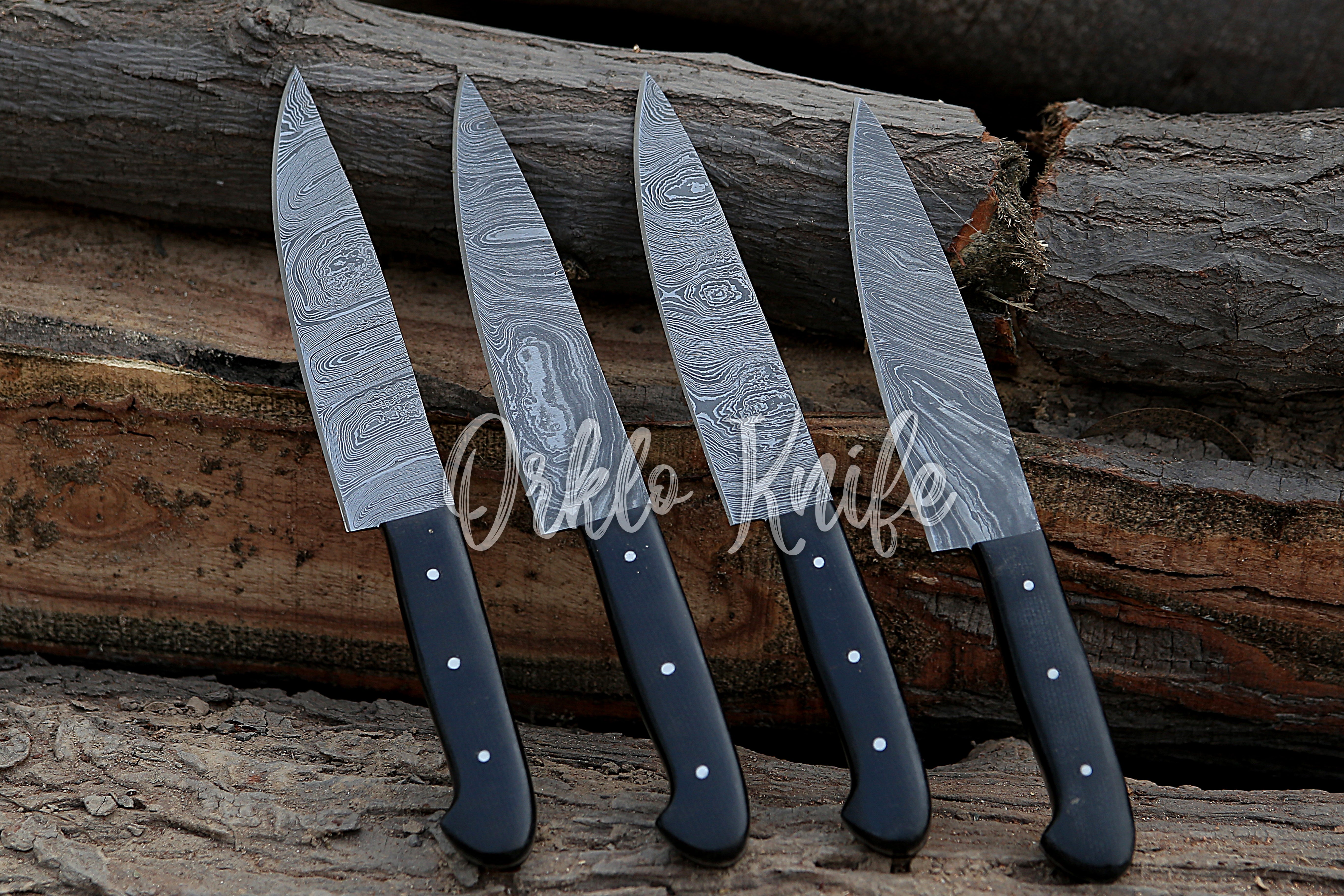 4Pcs Damascus Steak Knife Set