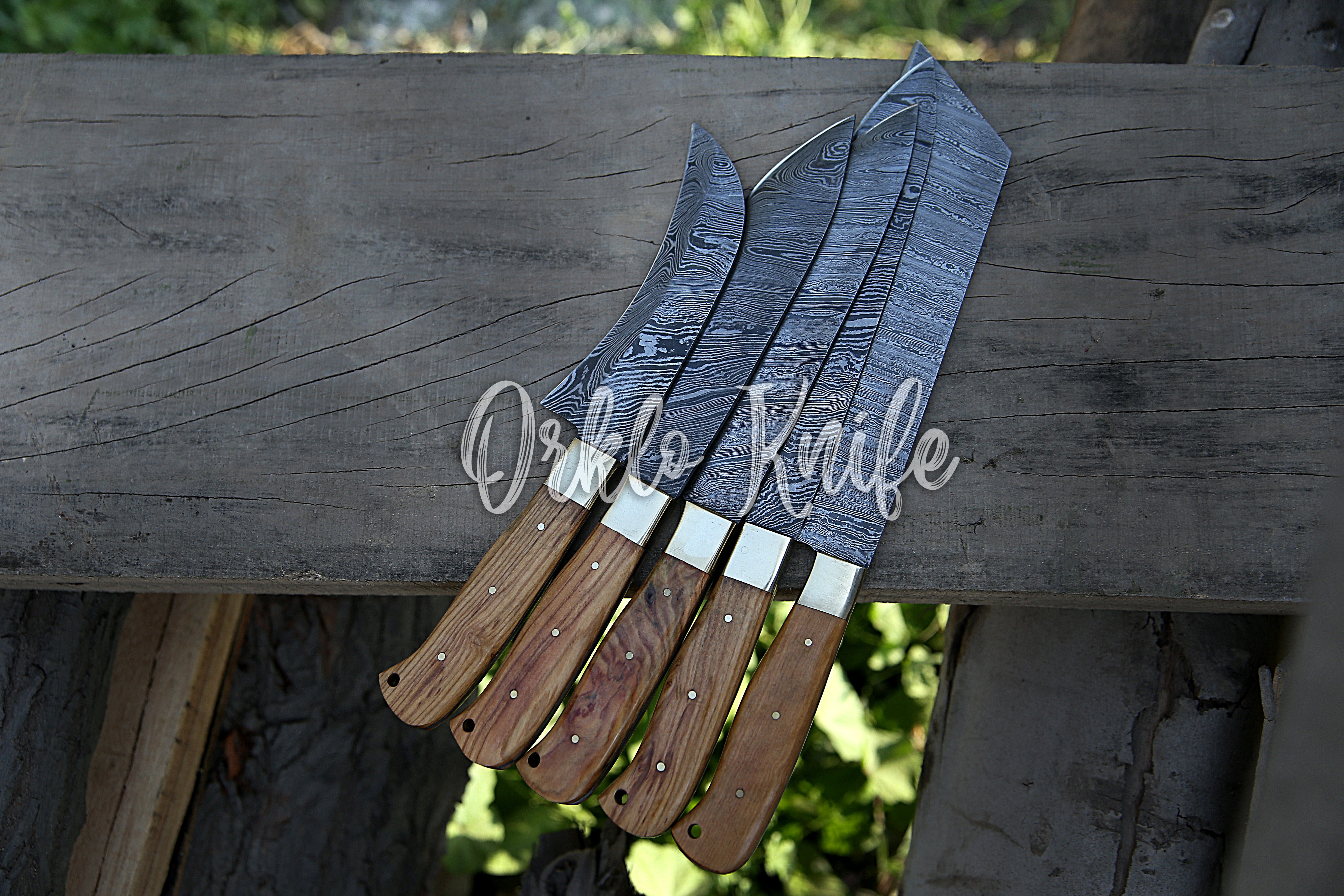 5 Pieces Handmade Damascus Kitchen Knife - Chef Knife Set – MORF STEEL