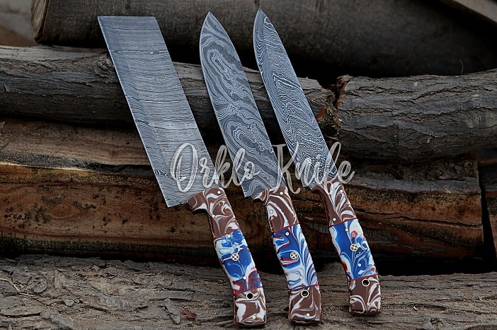 3 PCS Fancy kitchen knives set with leather bag