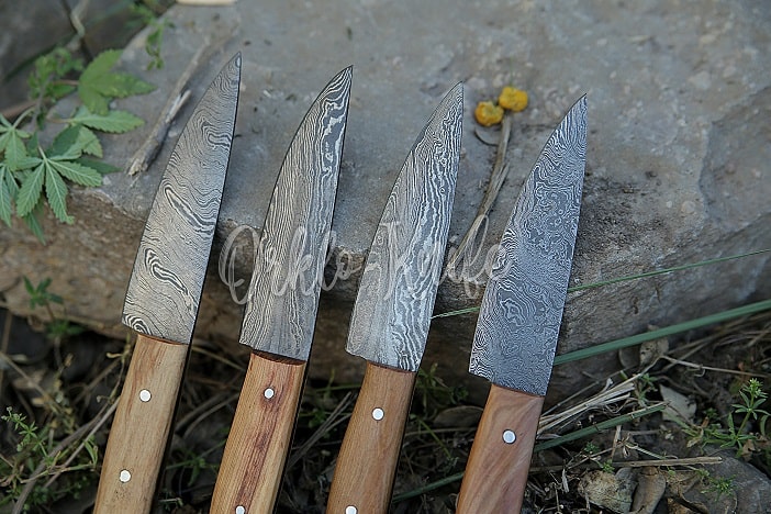 Hand Forged Damascus Steel Steak knife set, Handmade Steak Knives