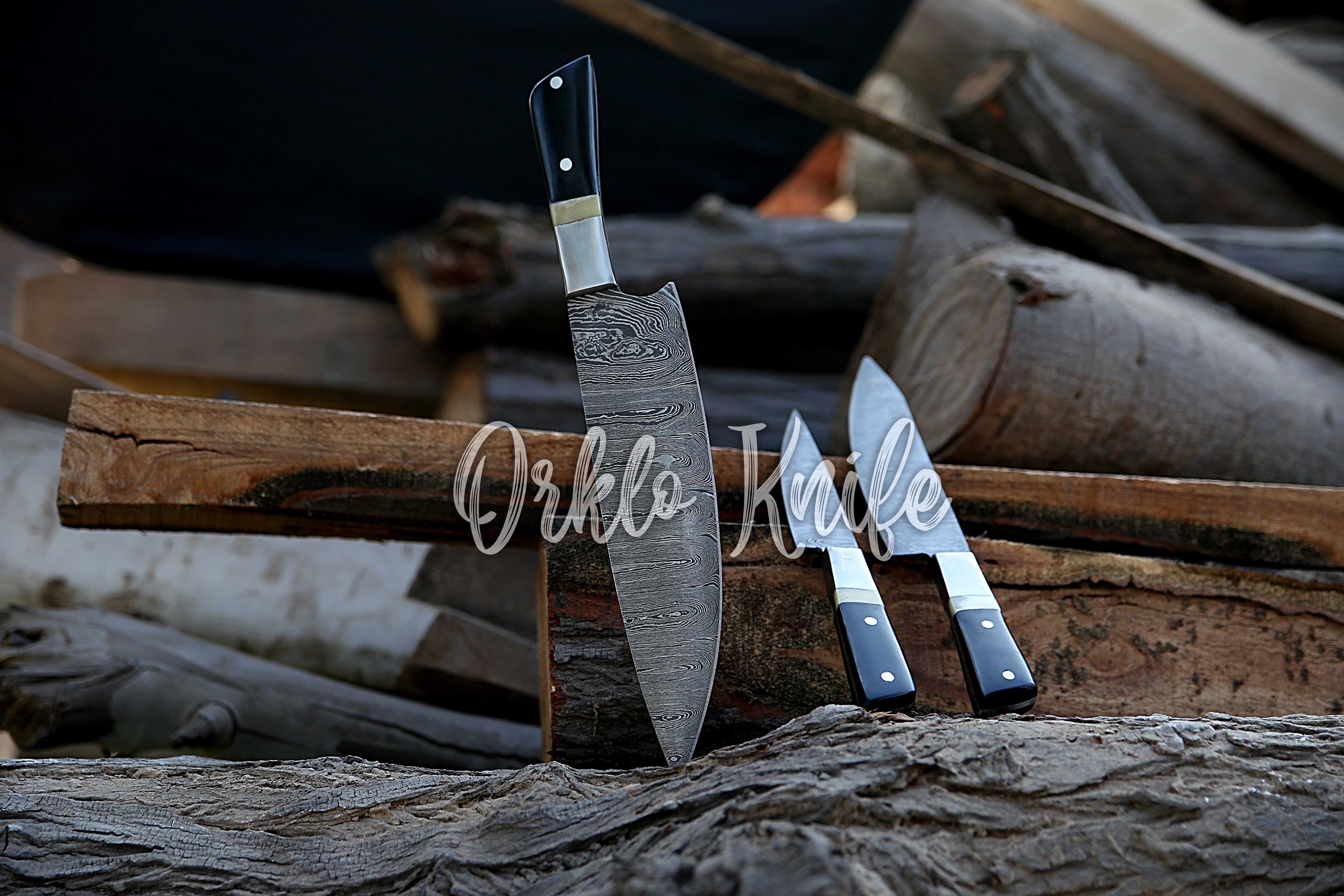 Damascus Chef knife set of 3 PCS - Orkloknife