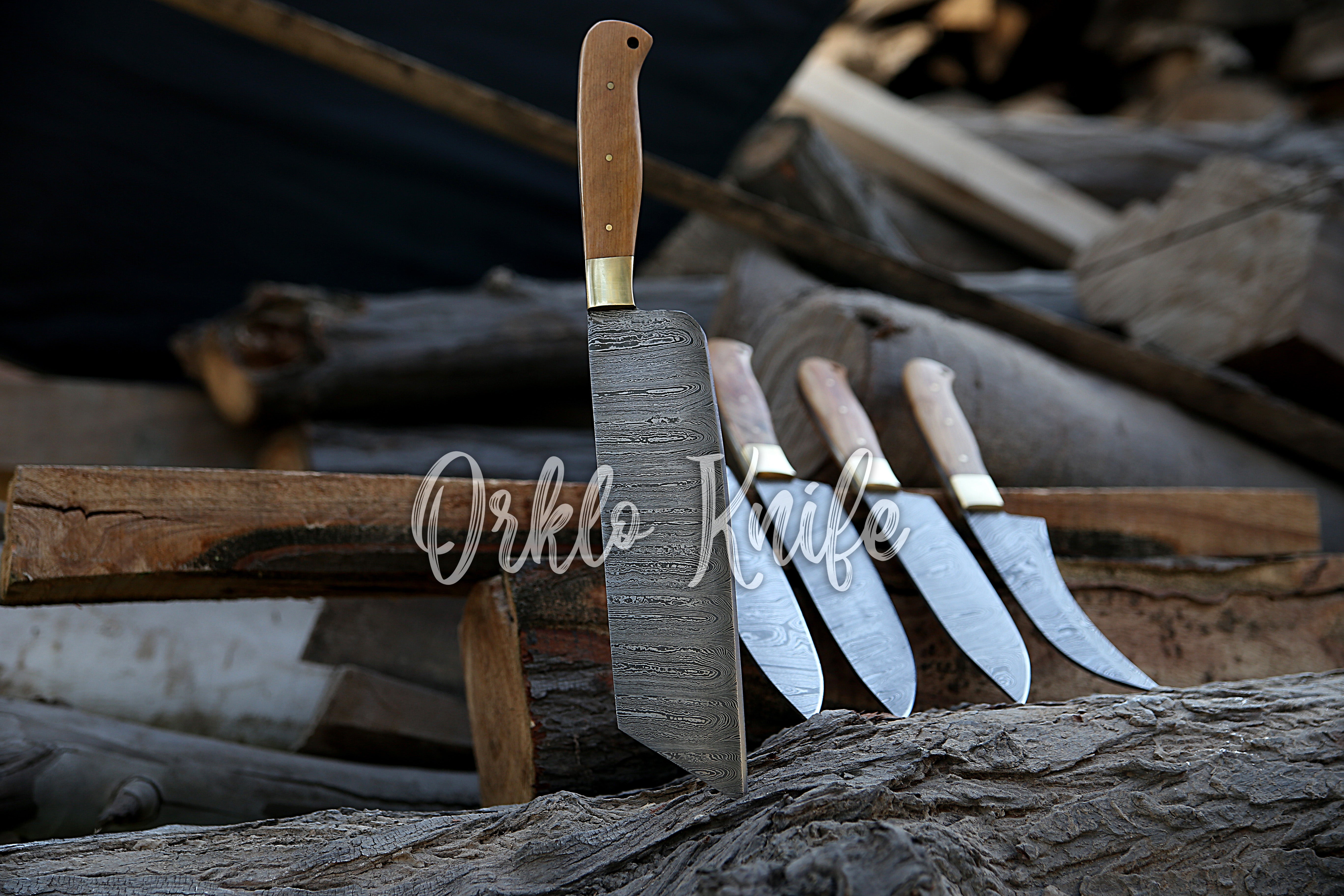 5 Pieces Handmade Damascus Kitchen Knife Chef's Knife Set With