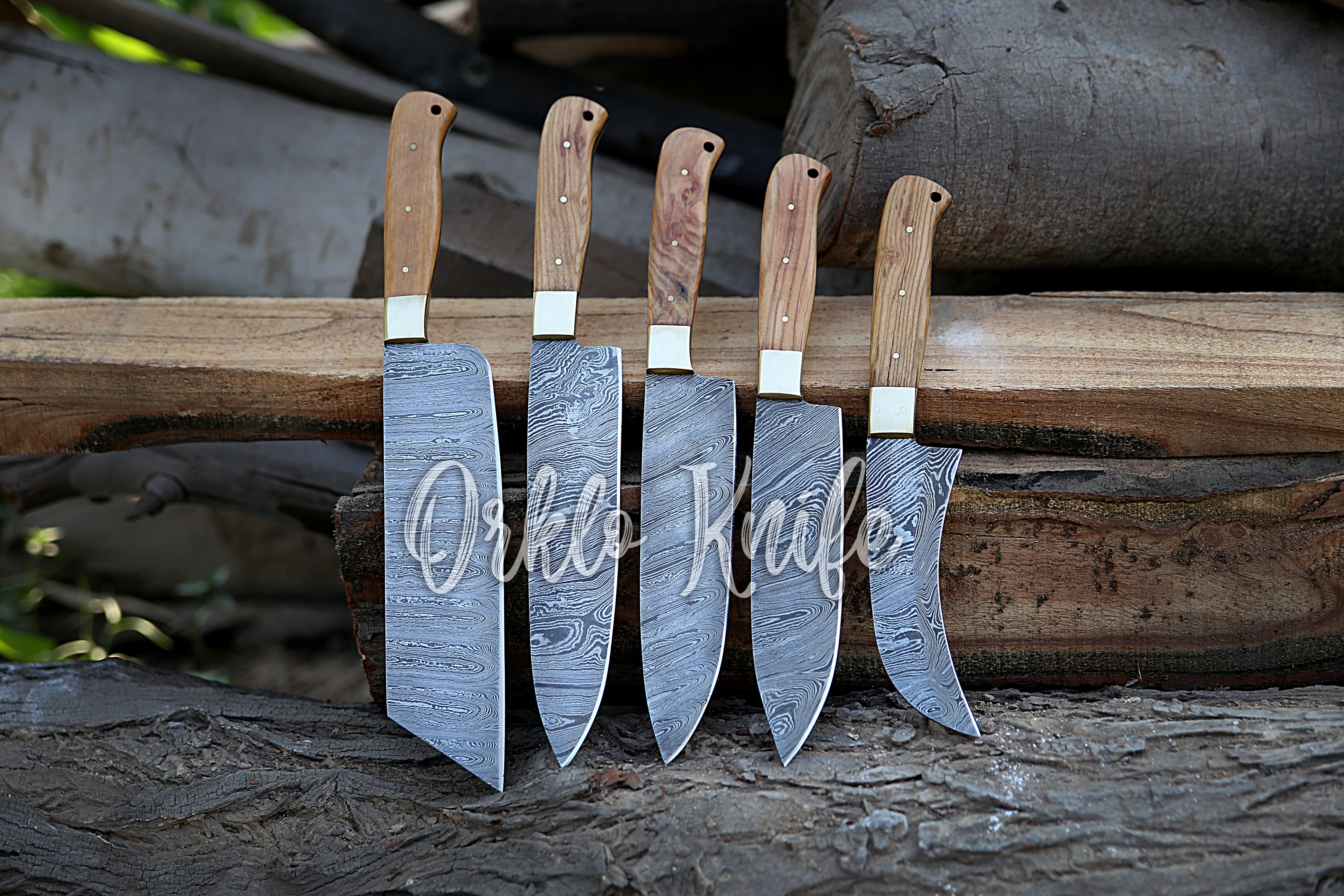 Handforged Chef Knife Set, Damascus Steel Knives, Chef Knive