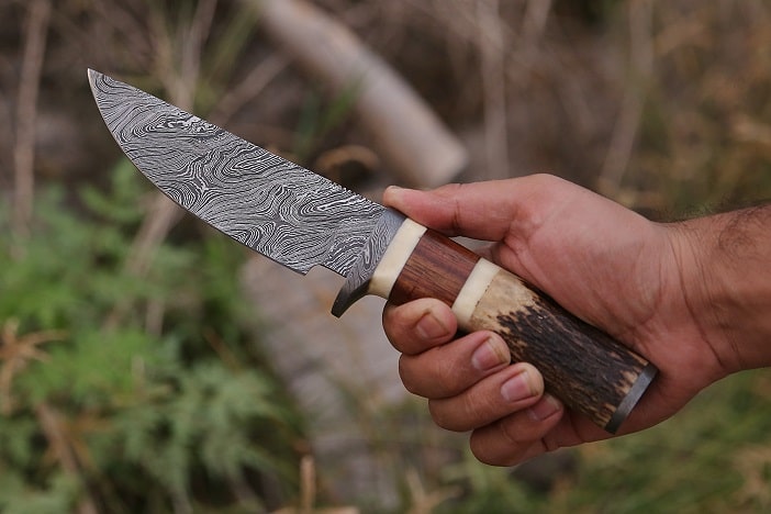 Handmade knife/ Damascus Chef knives set Stag/Antler horn handles/BBQ  knives set