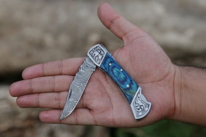 wooden engraved pocket knife